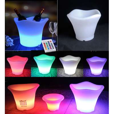 LED Ice Bucket Flower Pot Luminous Color Changing PE Plastic Wine Cooler with Remote Control Bars Night Club Party